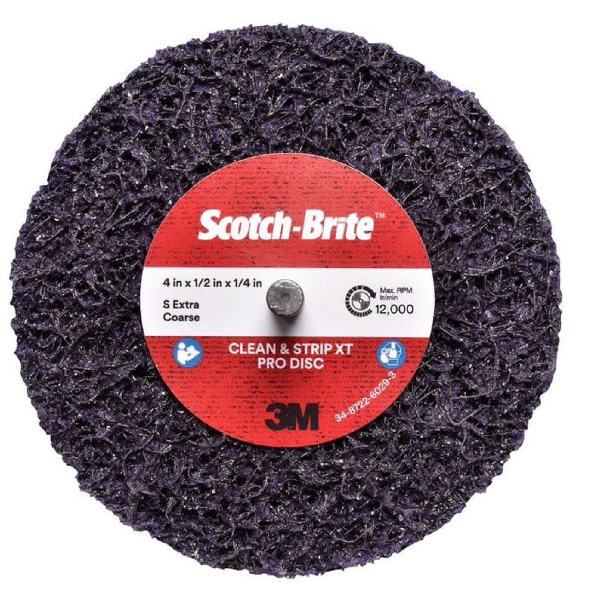 3M™ 4" X 1/2" X 1/4" Extra Coarse Grade Silicon Carbide Scotch-Brite™ Purple Disc