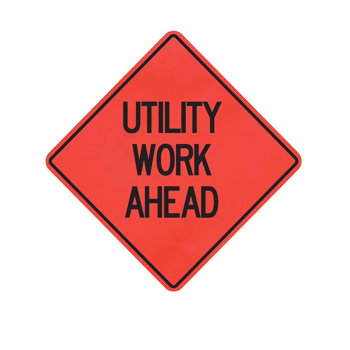 Cortina Safety Products 69" X 4" X 4" Orange And Black Vinyl Mesh Roll-Up Traffic Sign "UTILITY WORK AHEAD"