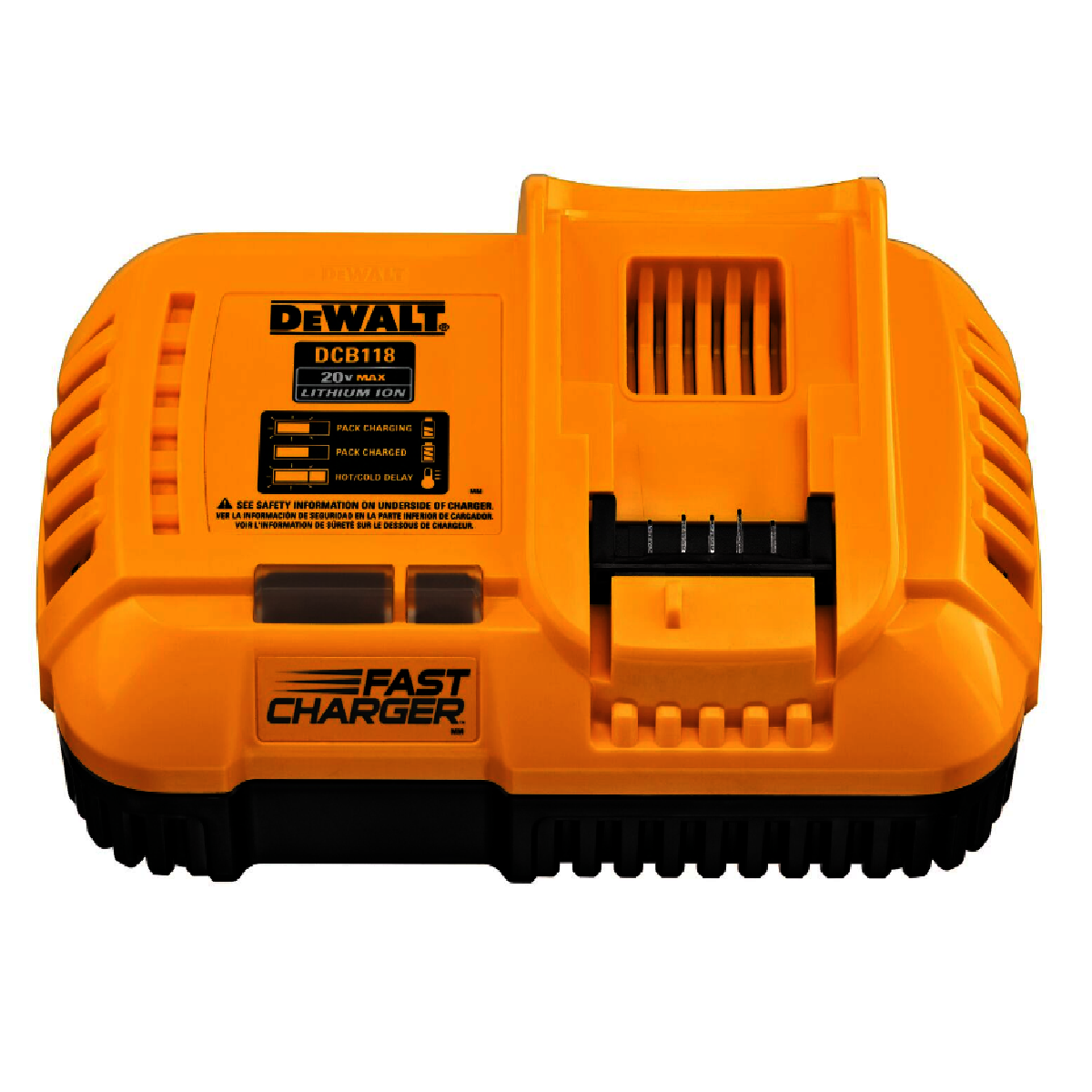DEWALT® Plastic Yellow/Black Fan-Cooled Charger For 20V MAX And FLEXVOLT 20V/60V MAX Batteries