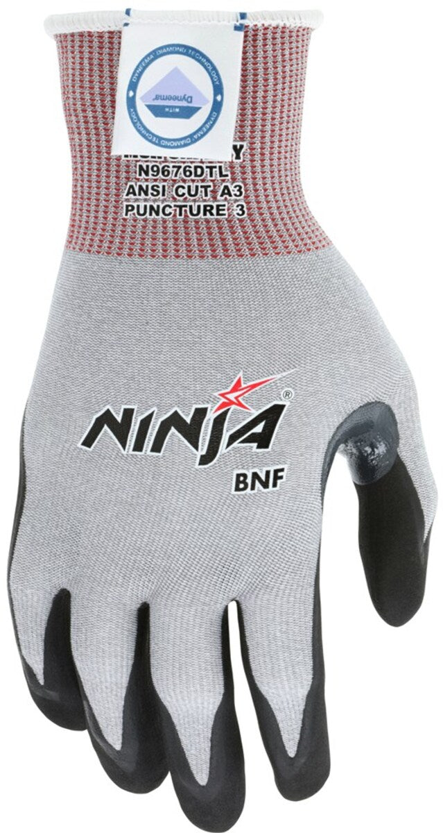 MCR Safety X-Large Ninja™ BNF 15 Gauge Dyneema®, Nylon, And Fiberglass Cut Resistant Gloves With Nitrile Coated Palm