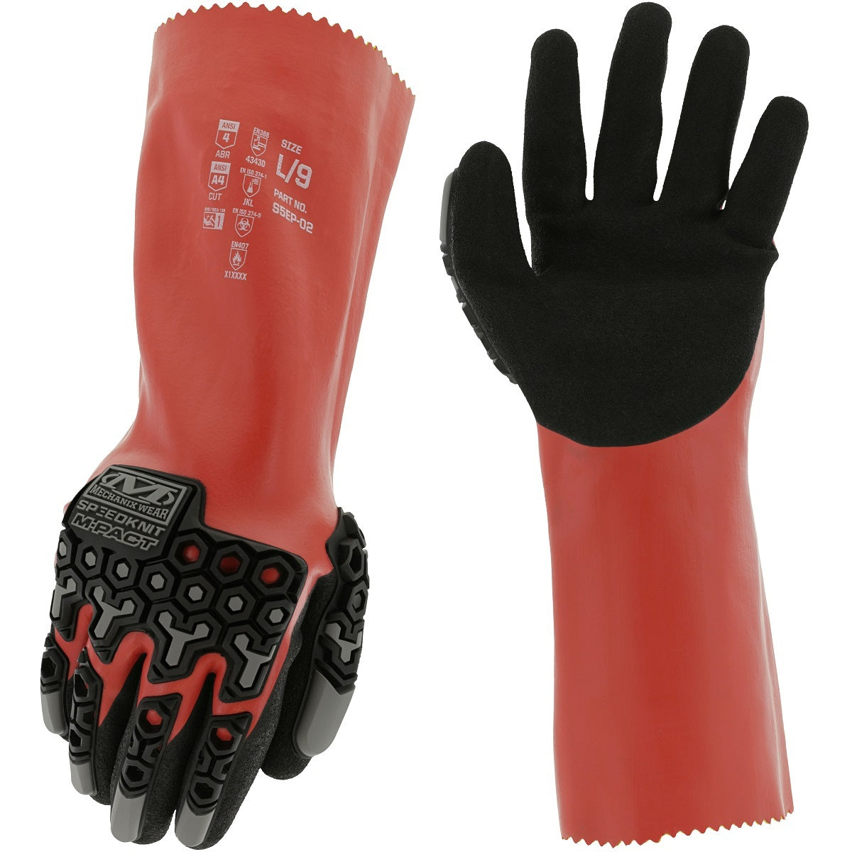Mechanix Wear® X-Large SpeedKnit™ M-Pact® 18 Gauge High Performance Polyethylene, Tungsten Steel And Thermoplastic Rubber Cut Resistant Gloves With Nitrile Coated Palm And Fingers