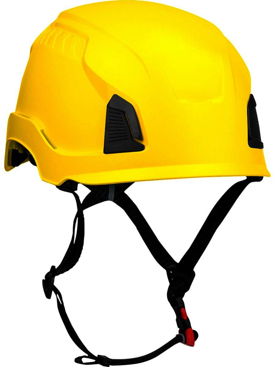 Protective Industrial Products Yellow Rocky™ ABS / Polycarbonate Non-Vented Cap Style Climbing Helmet With Wheel Ratchet/4 Point Nylon Webbing Cradle Suspension And MIPS Technology