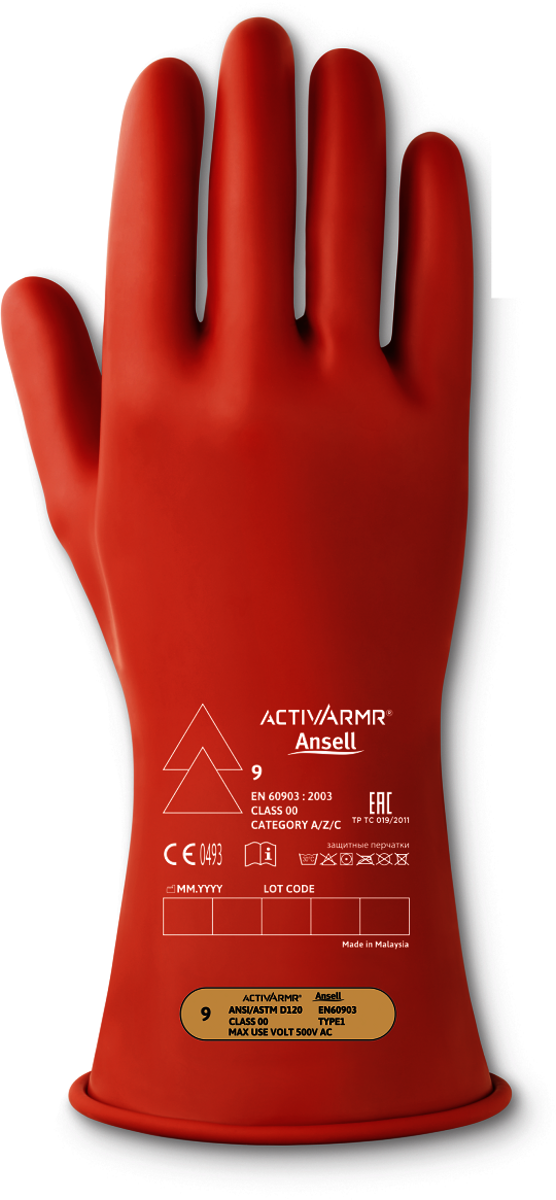 Ansell Size 11 Red ActivArmr® Latex Rubber Class 00 Linesmen Gloves