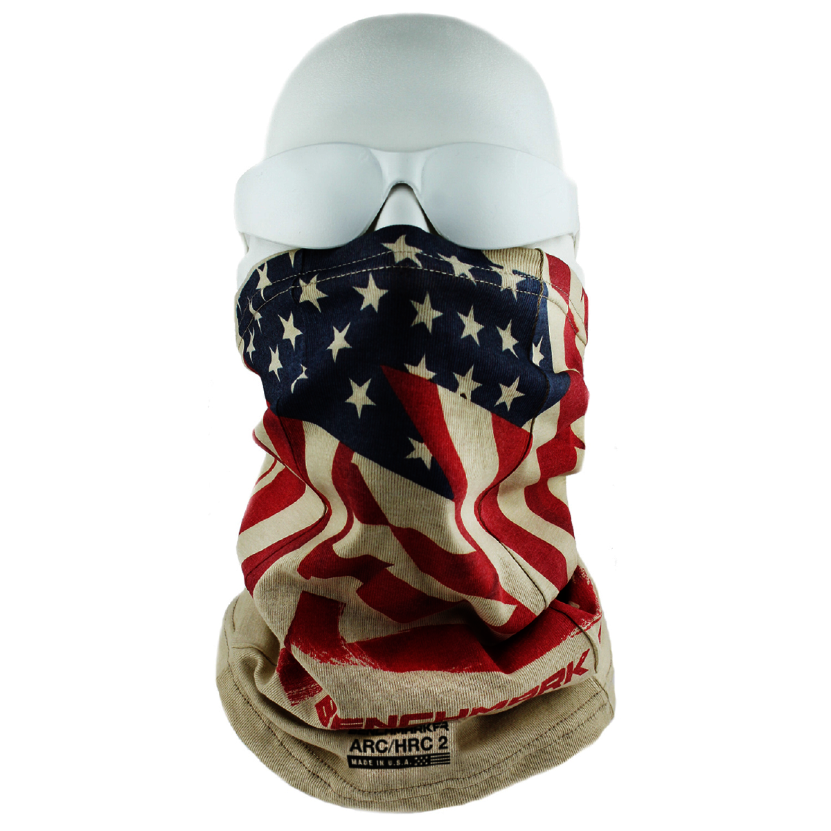 Benchmark FR® One Size Fits Most Beige Second Gen Jersey Cotton Flame Resistant Neck Gaiter With American Flag Graphic