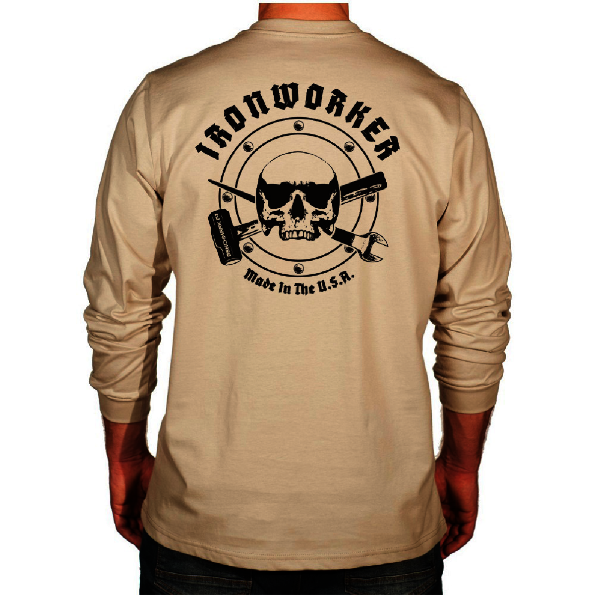 Benchmark FR® 4X Beige Second Gen Jersey Cotton Flame Resistant T-Shirt With Iron Worker Graphic