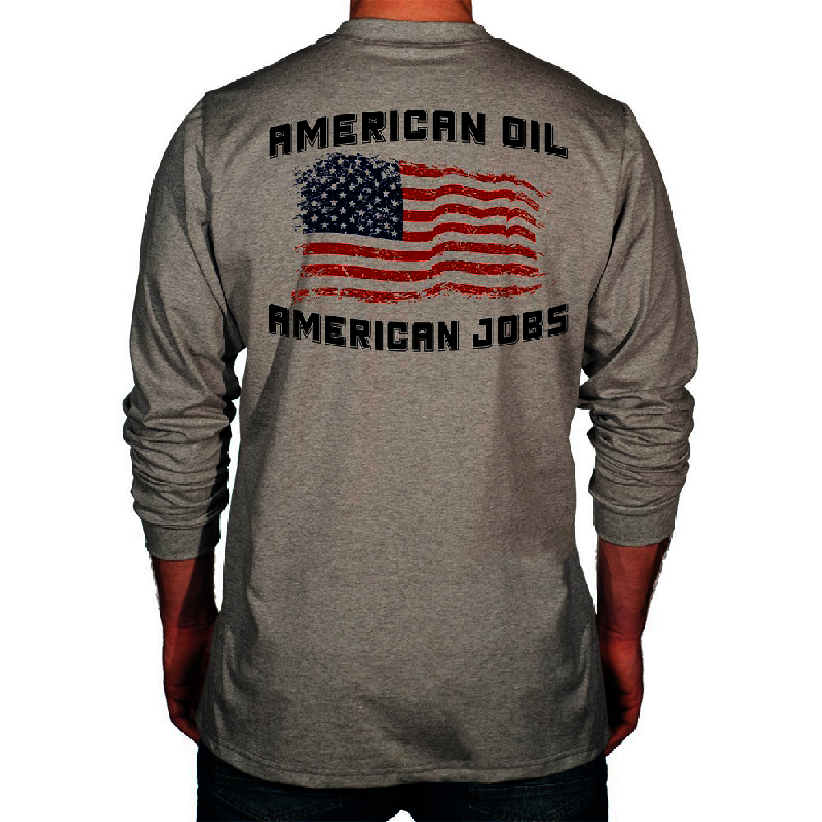 Benchmark FR® X-Large Tall Light Gray Second Gen Jersey Cotton Flame Resistant T-Shirt With American Oil American Jobs Graphic