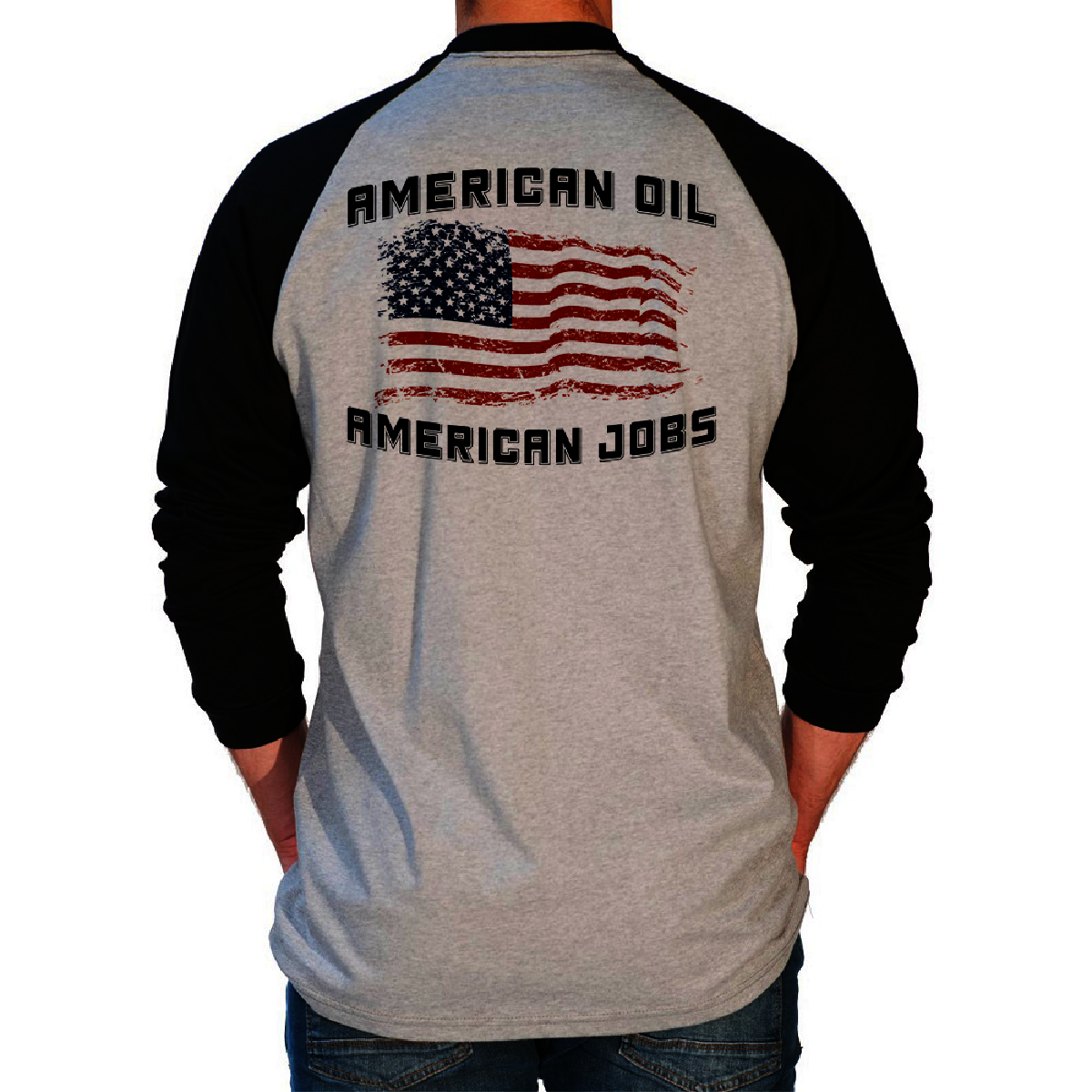 Benchmark FR® 2X Black and Gray Benchmark 3.0 Cotton Flame Resistant T-Shirt With American Oil American Jobs Graphic