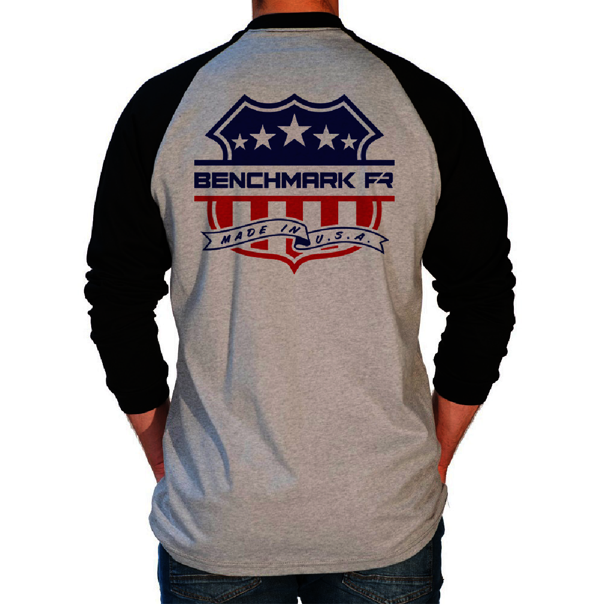 Benchmark FR® Medium Black and Gray Benchmark 3.0 Cotton Flame Resistant T-Shirt With FR Union Crest Graphic