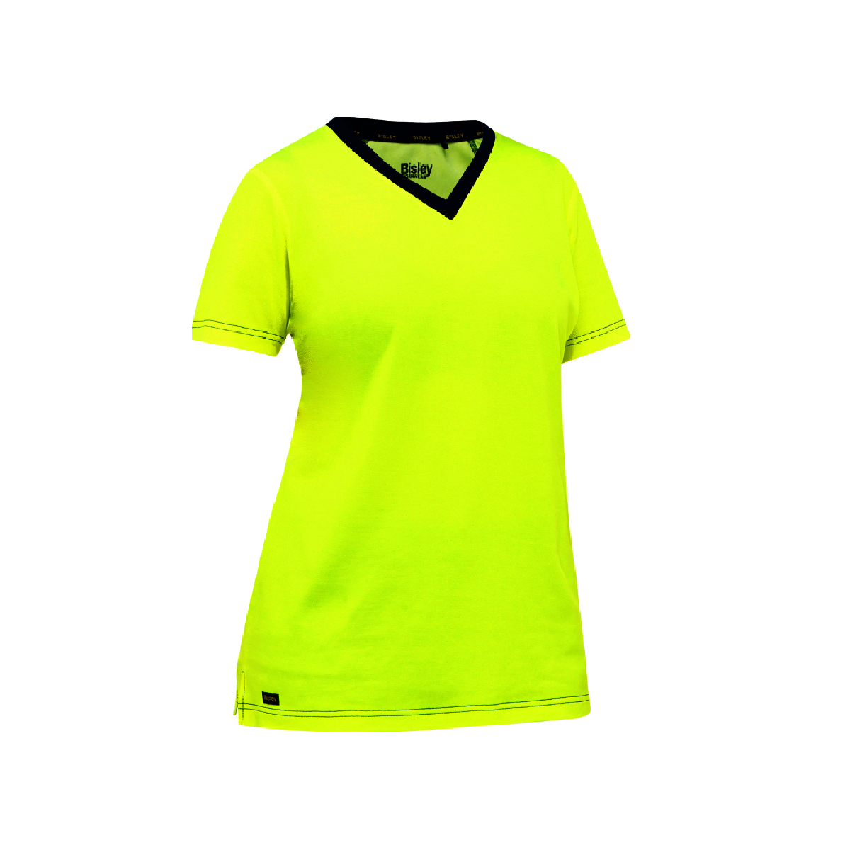 Protective Industrial Products Women's 3X Hi-Vis Yellow Bisley® Fresche® Lightweight Cotton/Polyester Short Sleeve T-Shirt With Cotton Backing