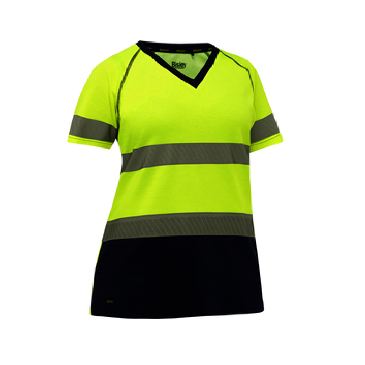 Protective Industrial Products Women's 2X Hi-Vis Yellow Bisley® Fresche® Lightweight Cotton/Polyester Short Sleeve T-Shirt With Cotton Backing