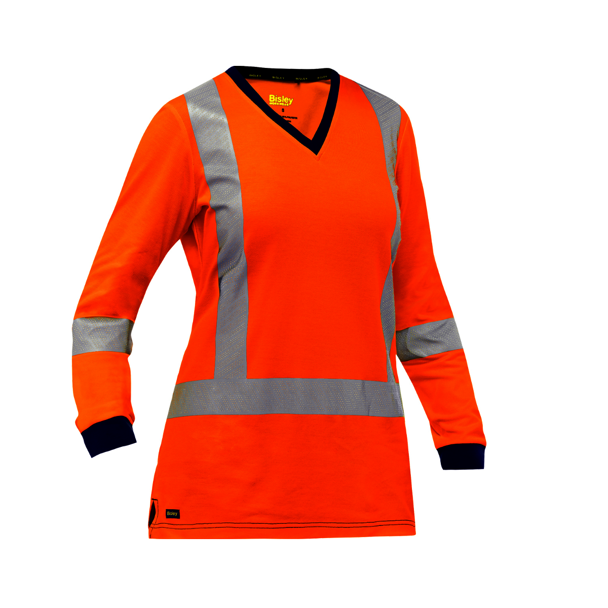 Protective Industrial Products Women's Small Hi-Vis Orange Bisley® Fresche® Lightweight Cotton/Polyester Long Sleeve Shirt With Cotton Backing