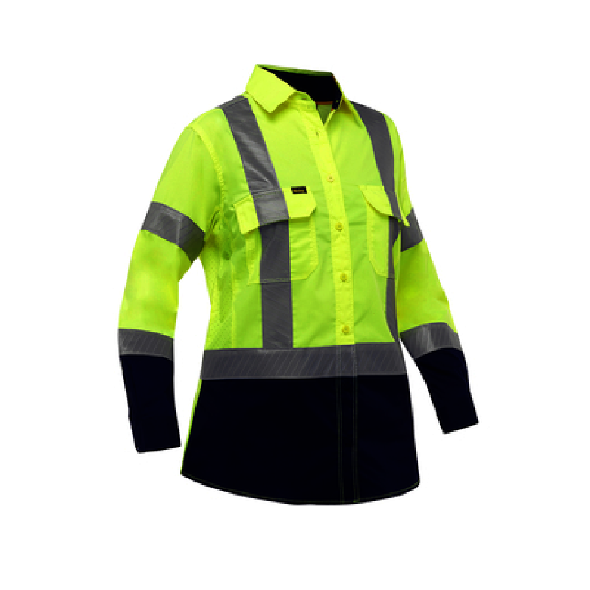 Protective Industrial Products Women's Medium Hi-Viz Yellow Bisley® X Airflow™ Lightweight Ripstop Cotton/Polyester Long Sleeve Shirt With Chest Pockets And Vented Back