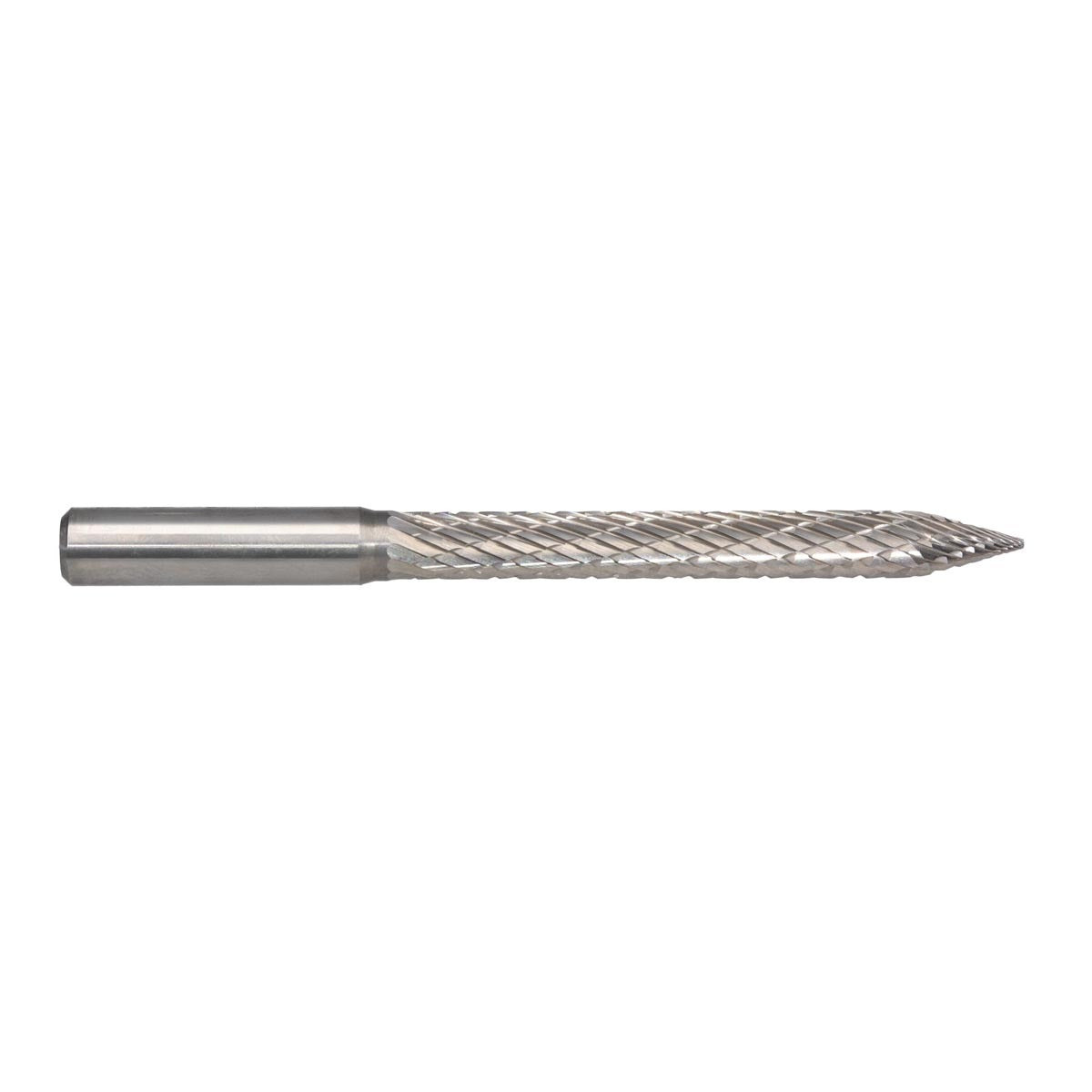 RADNOR™ STB-013 7/32" X 2" Round Shank Tire Shape Double Cut Carbide Burr