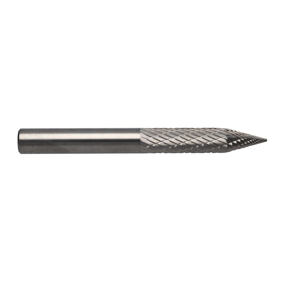 RADNOR™ STB-015 5/16" X 1 1/2" Round Shank Tire Shape Double Cut Carbide Burr