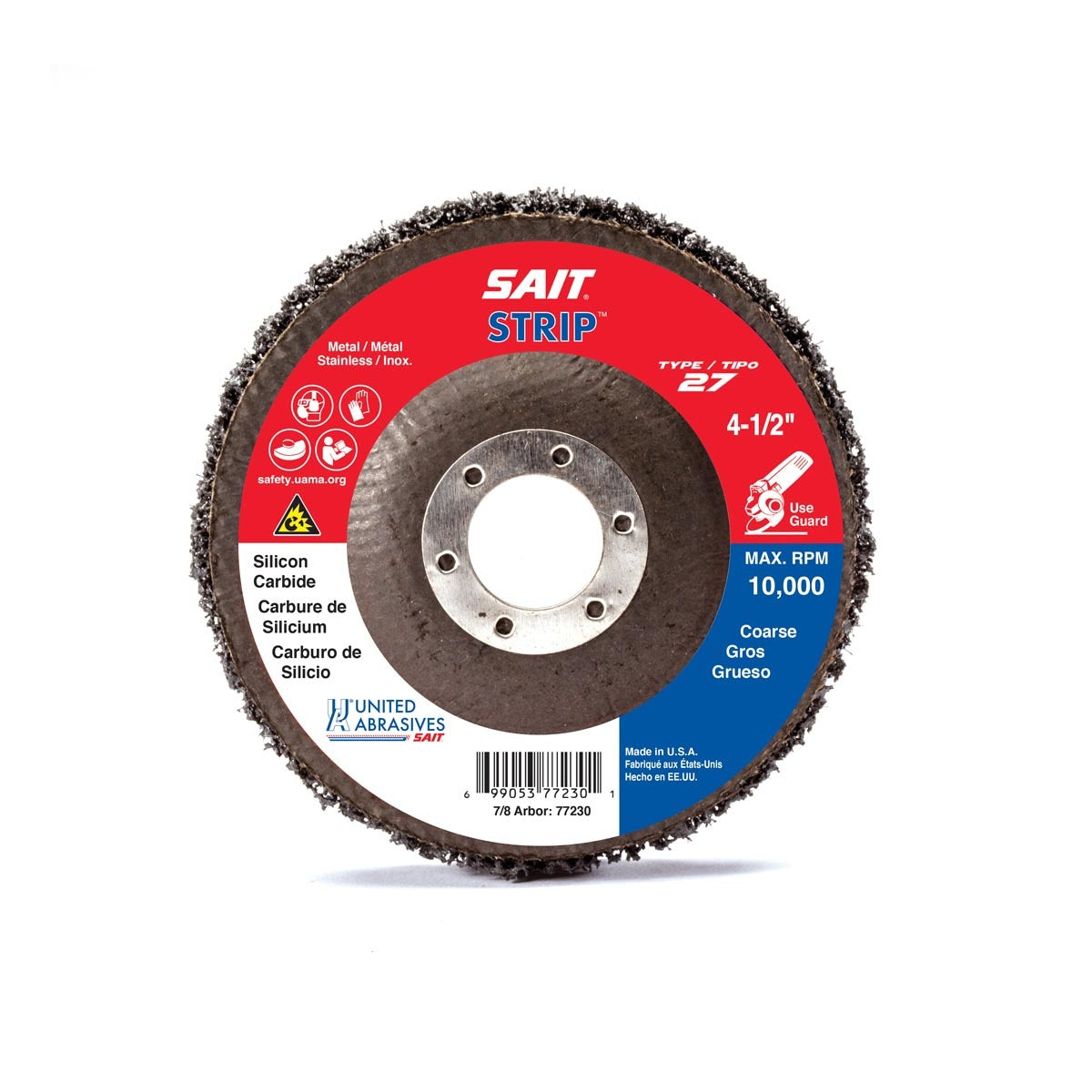 Standard Abrasives™ 4 1/2" X 7/8" X 1/2" 24 - 36 Grit Silicon Carbide SAIT SAIT-Strip™ Type 27 Silicon Carbide
