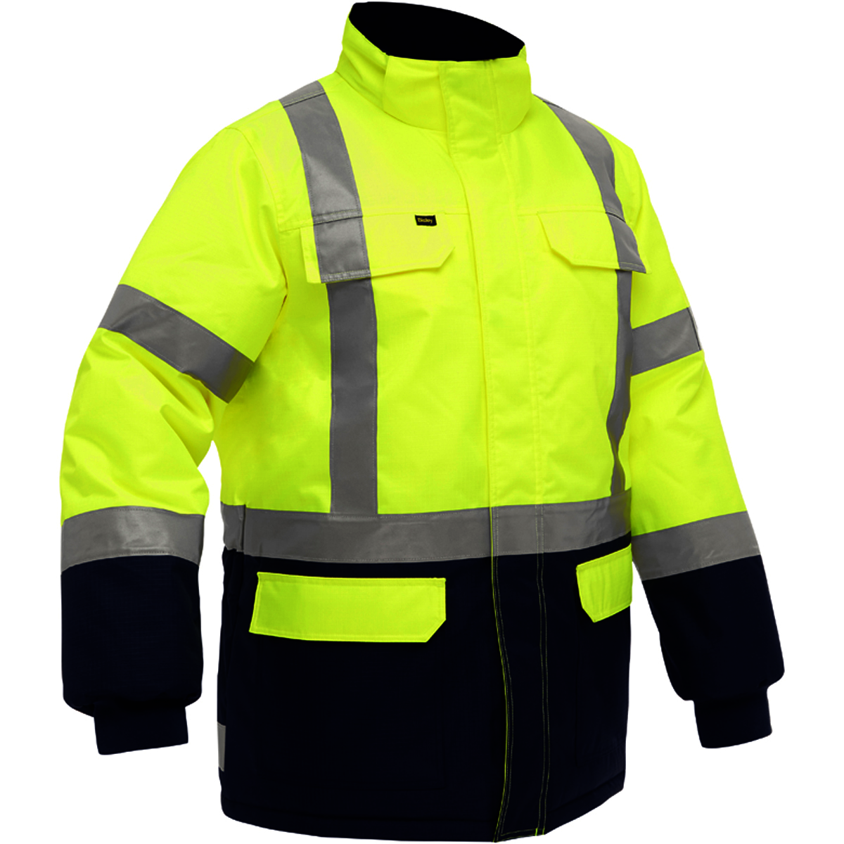 Protective Industrial Products X-Large Hi-Viz Yellow and Navy Sorona® Aura Lined 300 Denier Polyester Ripstop Bisley Jacket