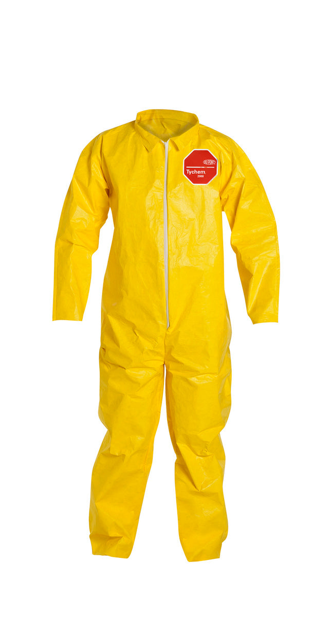 DuPont™ 7X Yellow Tychem® 2000, 10 mil Chemical Protective Coveralls With Open Wrists And Ankles
