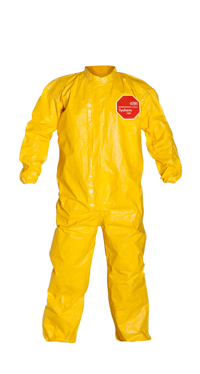 DuPont™ 3X Yellow Tychem® 2000, 10 mil Chemical Protective Coveralls With Elastic Wrists And Ankles