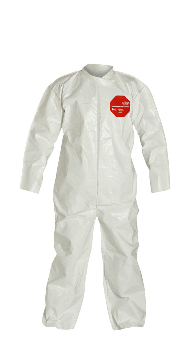 DuPont™ X-Large White Tychem® 4000 12 mil Tychem® 4000 Chemical Protective Coveralls (With Open Wrists And Ankles)