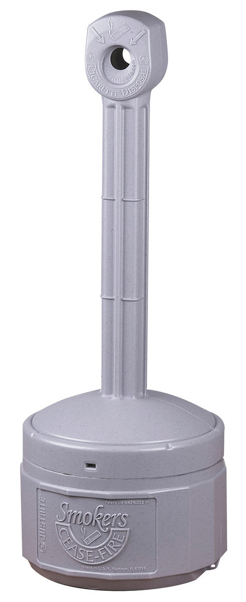 Justrite® 1 Gallon Gray Smokers Cease-Fire® Polyethylene Cigarette Butt Receptacle