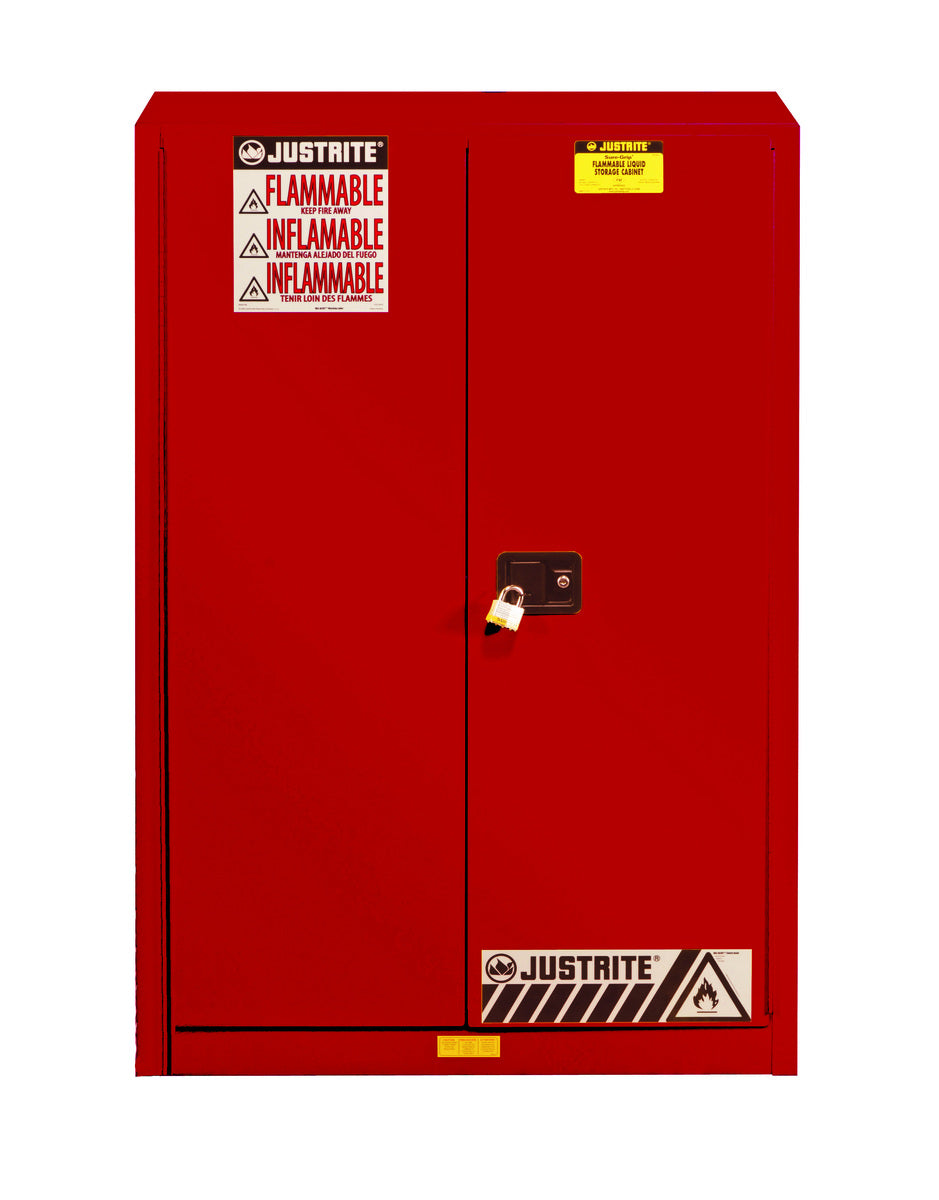 Justrite® 45 Gallon Red Sure-Grip® EX 18 Gauge Cold Rolled Steel Safety Cabinet