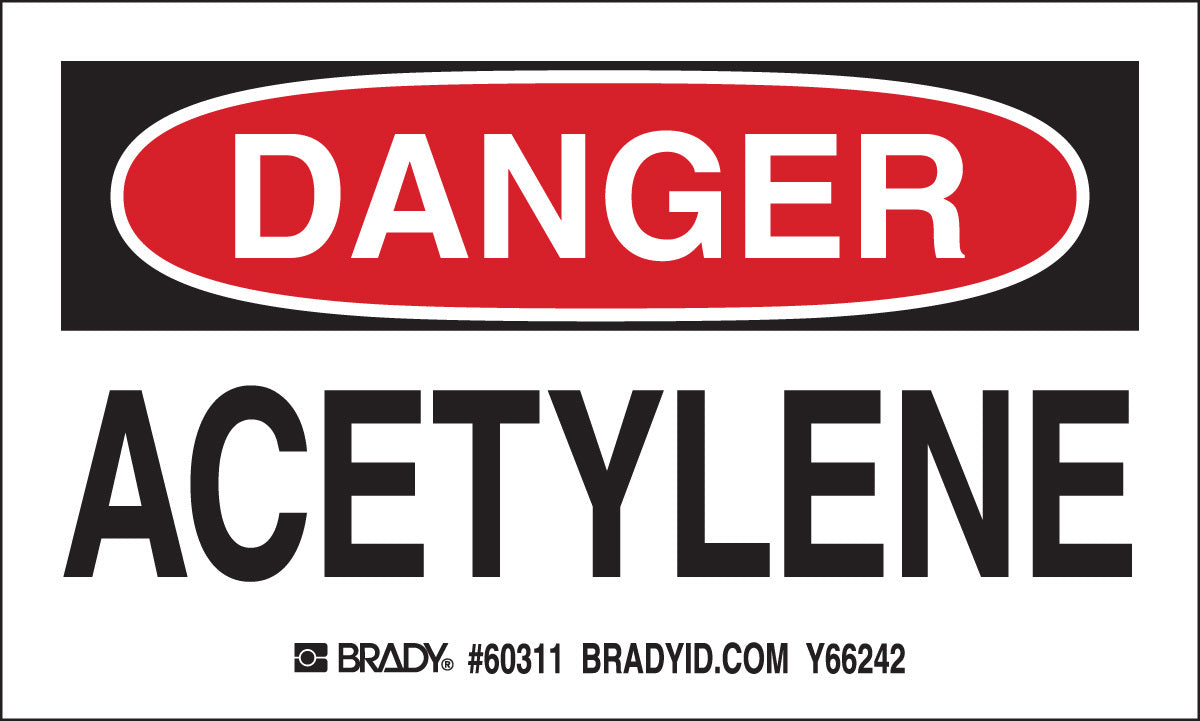 Brady® 3" X 5" Black/Red/White Permanent Acrylic Paper Label (10 Per Pack) "ACETYLENE"