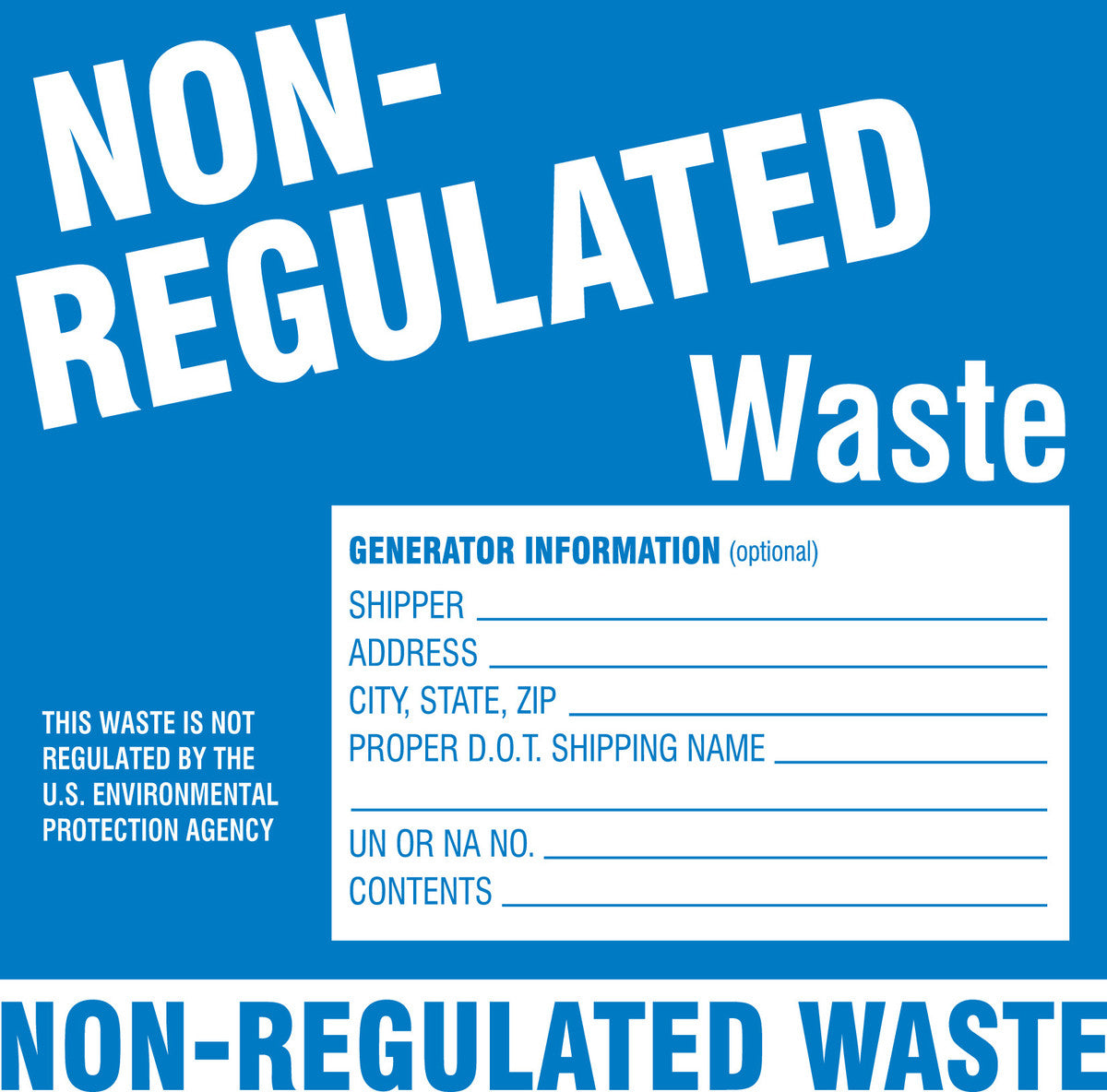 Brady® 6" X 6" Blue/White Permanent Acrylic Vinyl Label (50 Per Pack) "GENERATOR INFORMATION___, ETC."