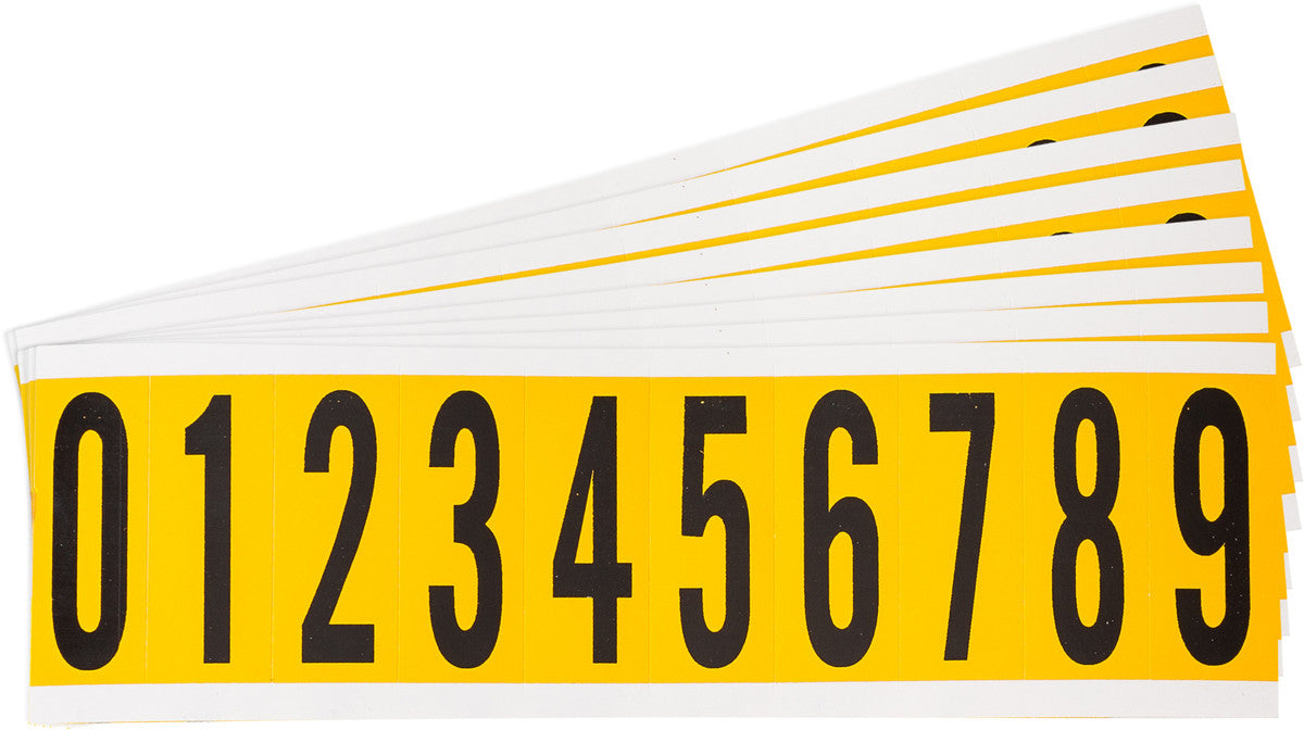 Brady® 2 1/4" X 7/8" Black/Yellow Permanent Acrylic Vinyl Label (25 Per Kit) "0 to 9"