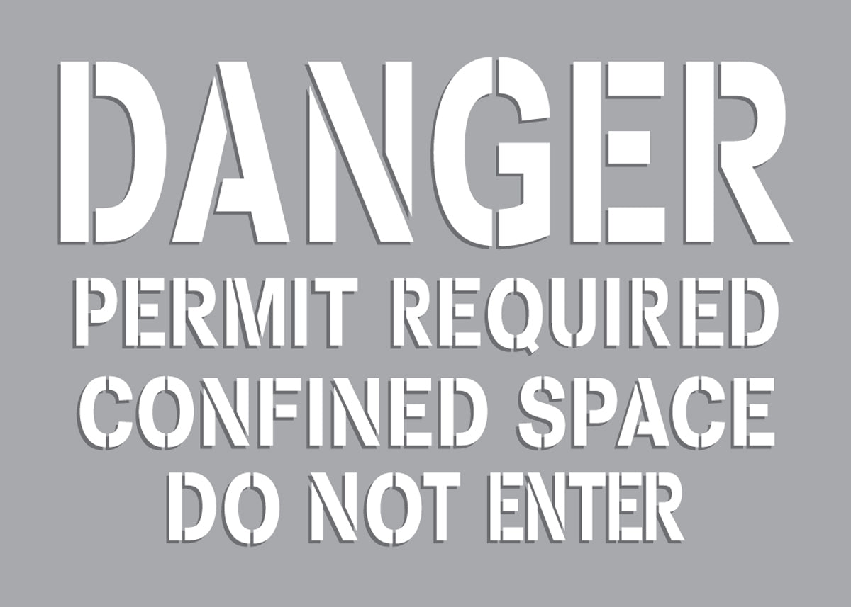 Accuform Signs® 7" X 10" Transparent Plastic Floor Stencil "DANGER PERMIT REQUIRED CONFINED SPACE DO NOT ENTER"