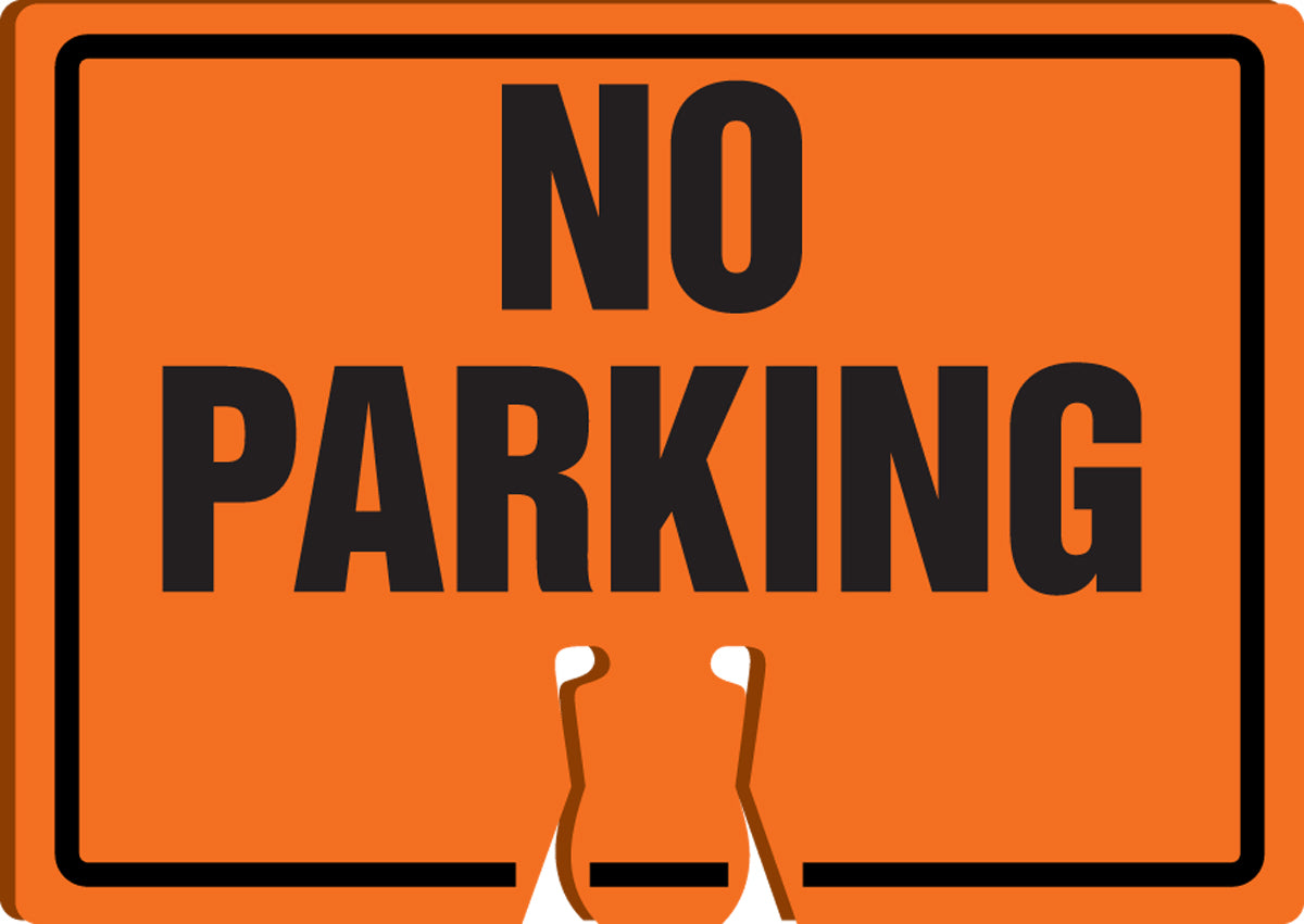 Accuform Signs® 10" X 14" Black/Orange Plastic Cone Top Sign "NO PARKING"