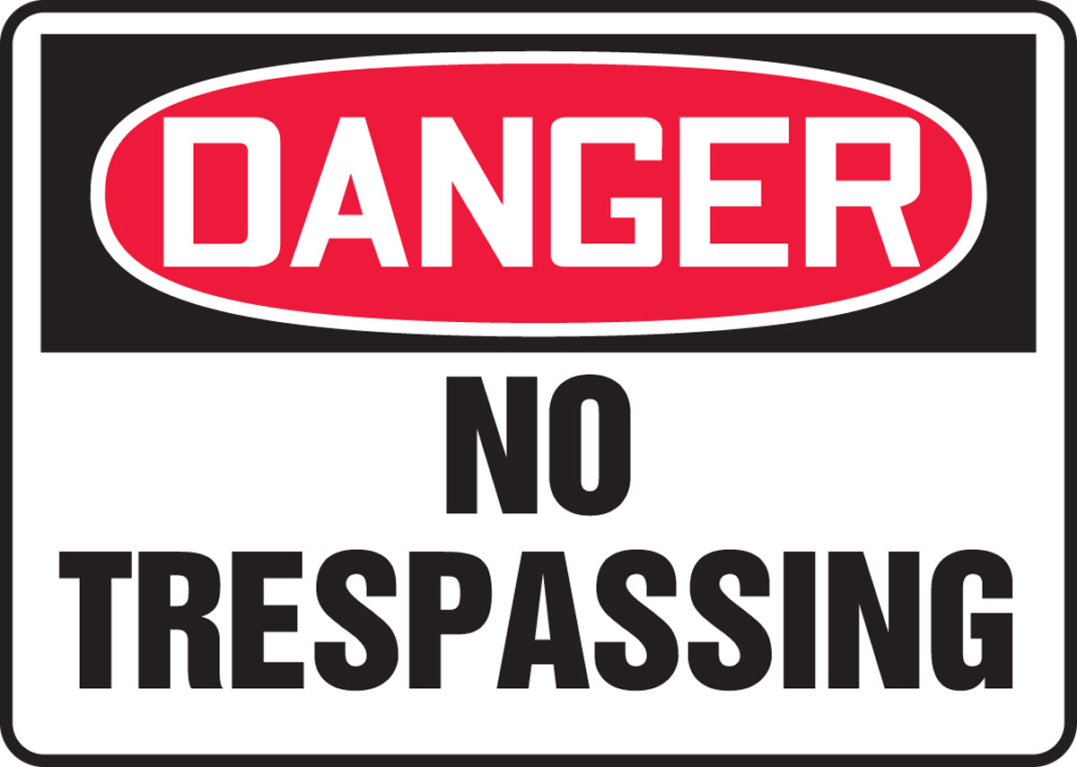 Accuform Signs® 10" X 14" White/Red/Black Aluminum Safety Sign "DANGER NO TRESPASSING"
