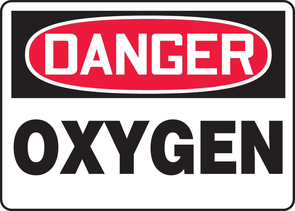 Accuform Signs® 7" X 10" White/Red/Black Aluminum Safety Sign "DANGER OXYGEN"