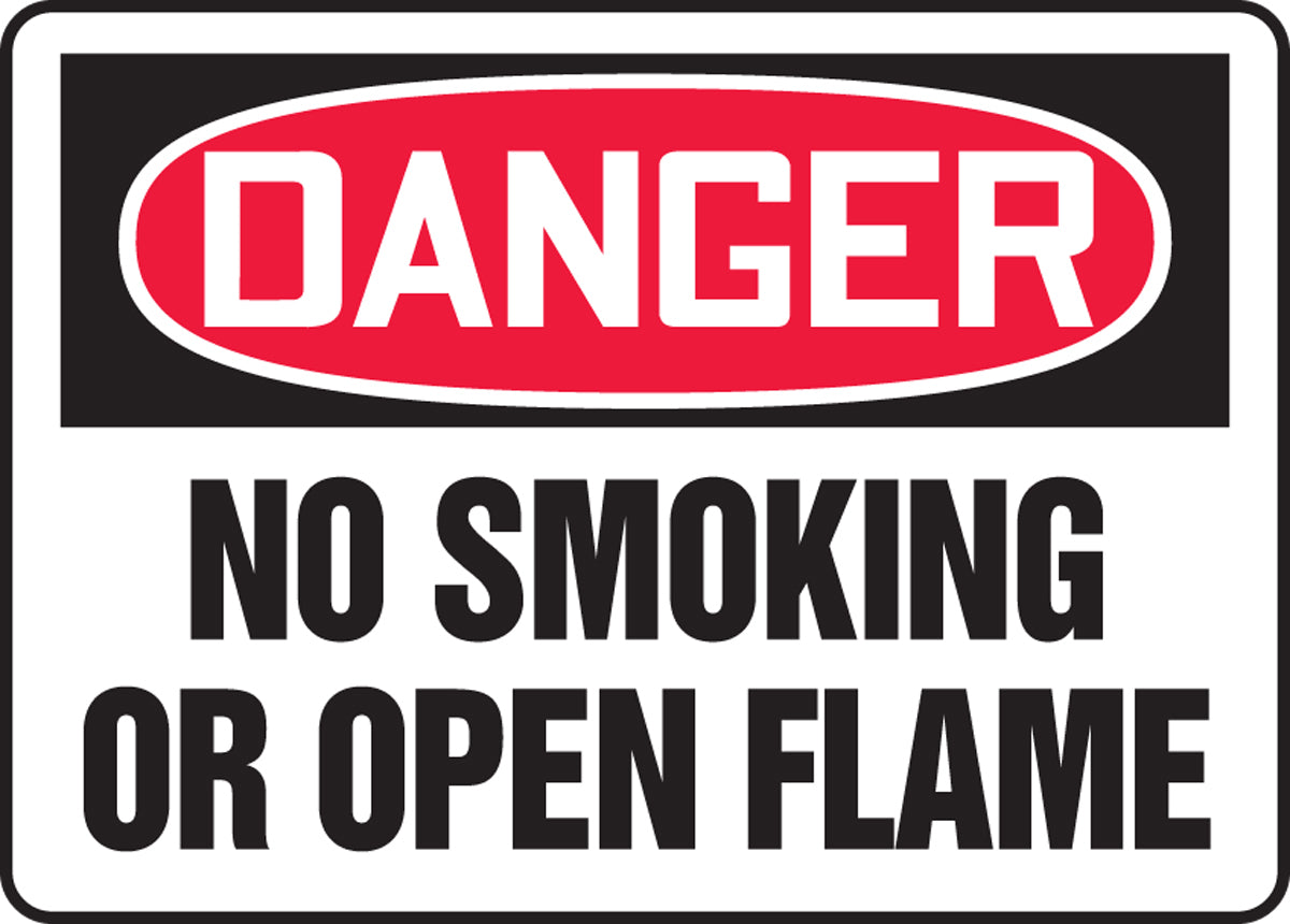 Accuform Signs® 7" X 10" Red/Black/White Aluminum Safety Sign "DANGER NO SMOKING OR OPEN FLAME"