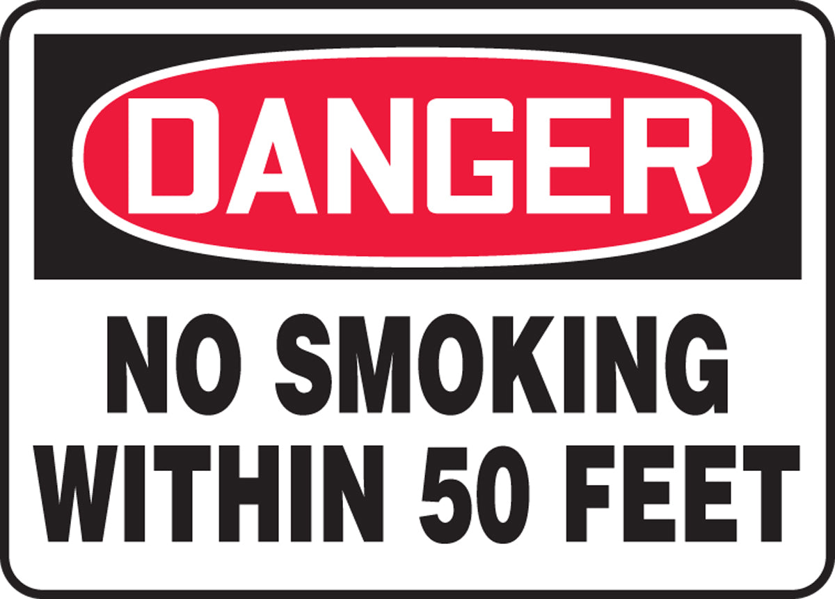 Accuform Signs® 10" X 14" Red/Black/White Aluminum Safety Sign "DANGER NO SMOKING WITHIN 50 FEET"
