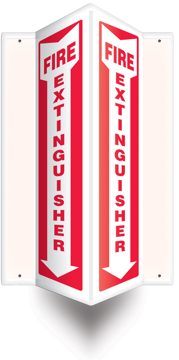 Accuform Signs® 18" X 4" White/Red Plastic Projection™ 3D Projection Sign "FIRE EXTINGUISHER"