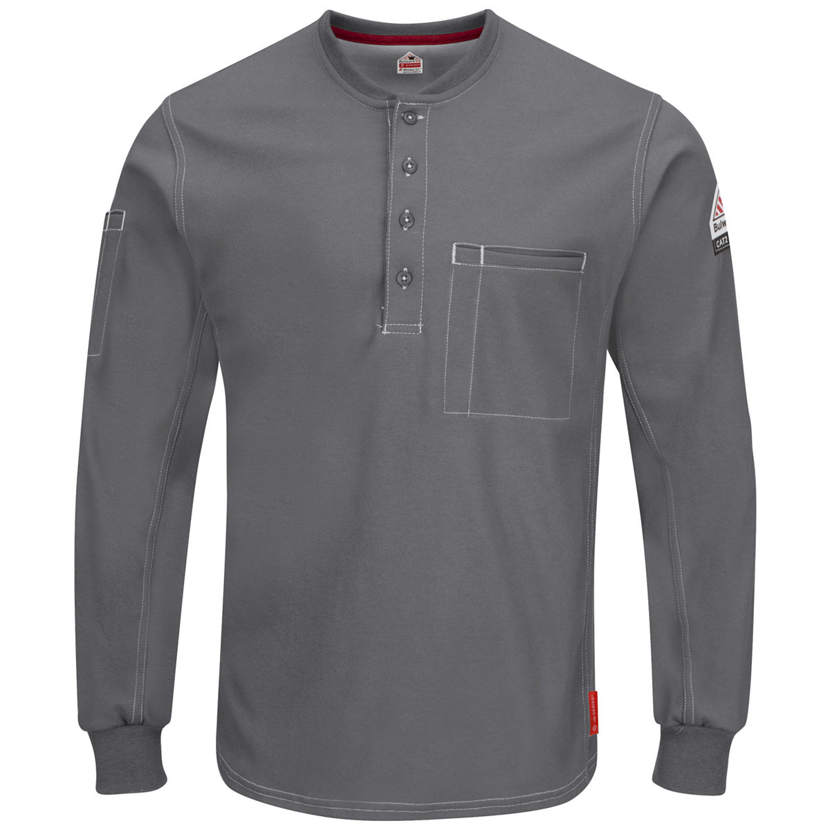 Bulwark® Medium Regular Gray Westex G2™ Fabrics By Milliken®/Cotton/Polyester Flame Resistant Long Sleeve Henley With Button Front Closure