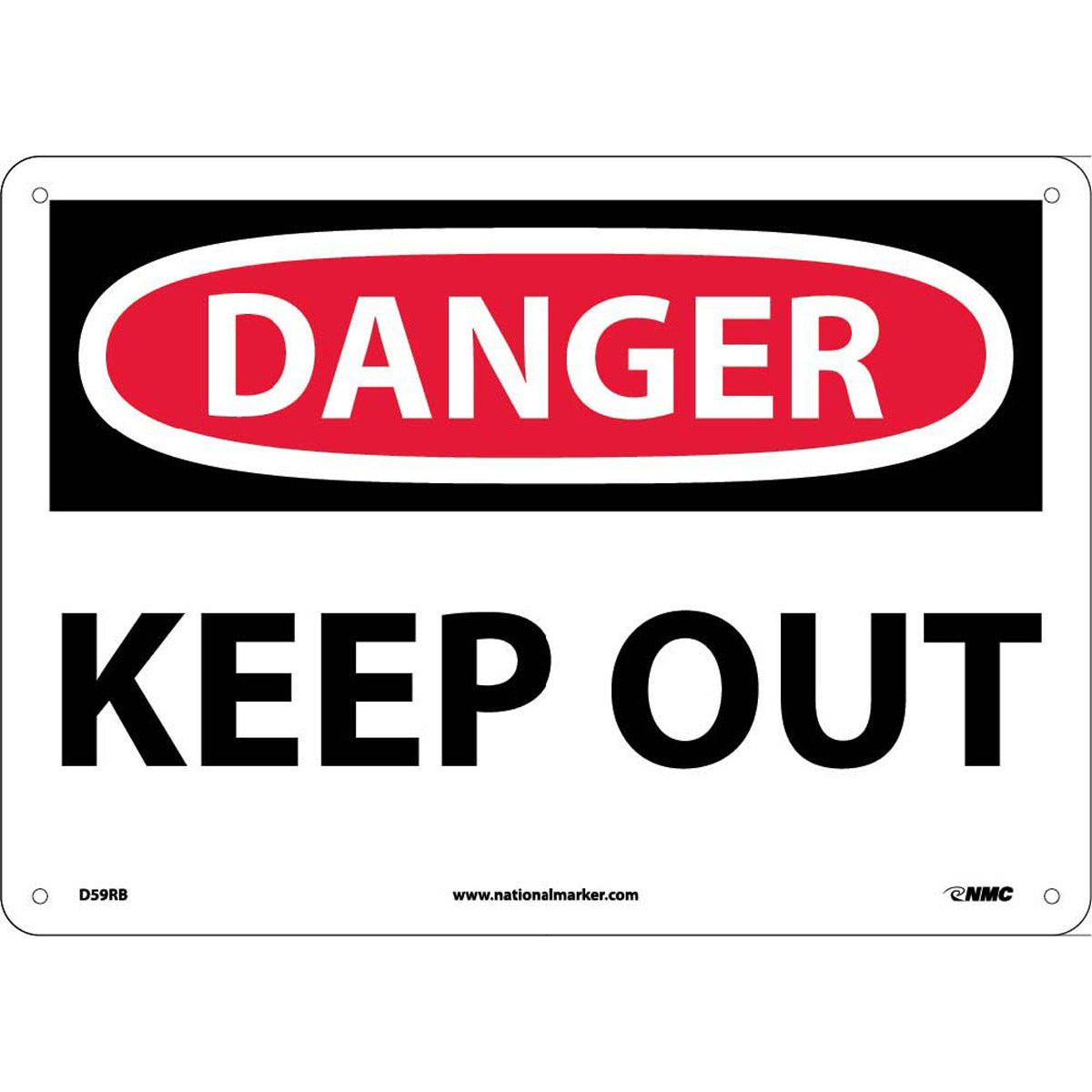 NMC™ 10" X 14" White .05" Plastic Danger Sign "DANGER KEEP OUT"