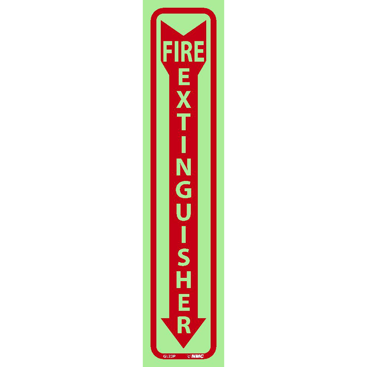 NMC™ 18" X 4" Phosphorescent .0045" Polyester Fire Extinguisher Sign "FIRE EXTINGUISHER"