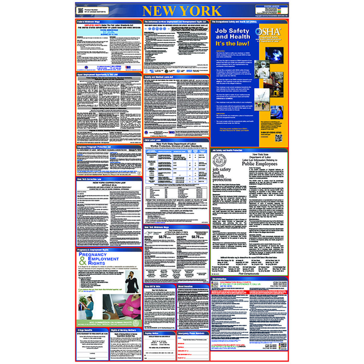 NMC™ 39" X 27" Multi 0.004" Laminated Paper Labor Laws Poster "NEW YORK"