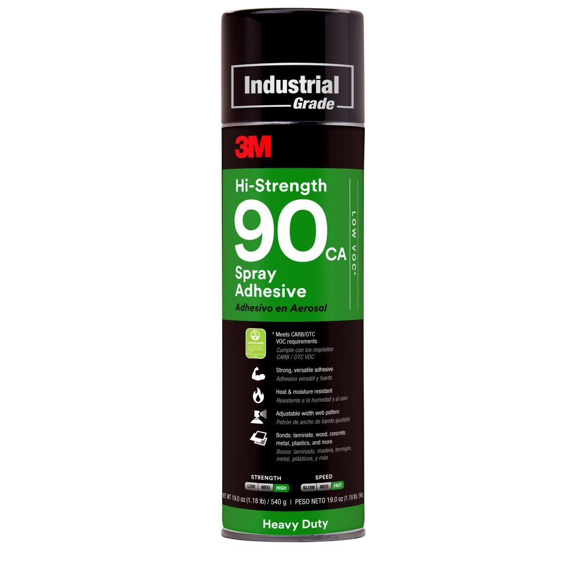 3M™ Hi-Strength Spray Adhesive 90 CA, Low VOC <25%, Clear, 24 fl oz Can (Net Wt 19.0 oz)