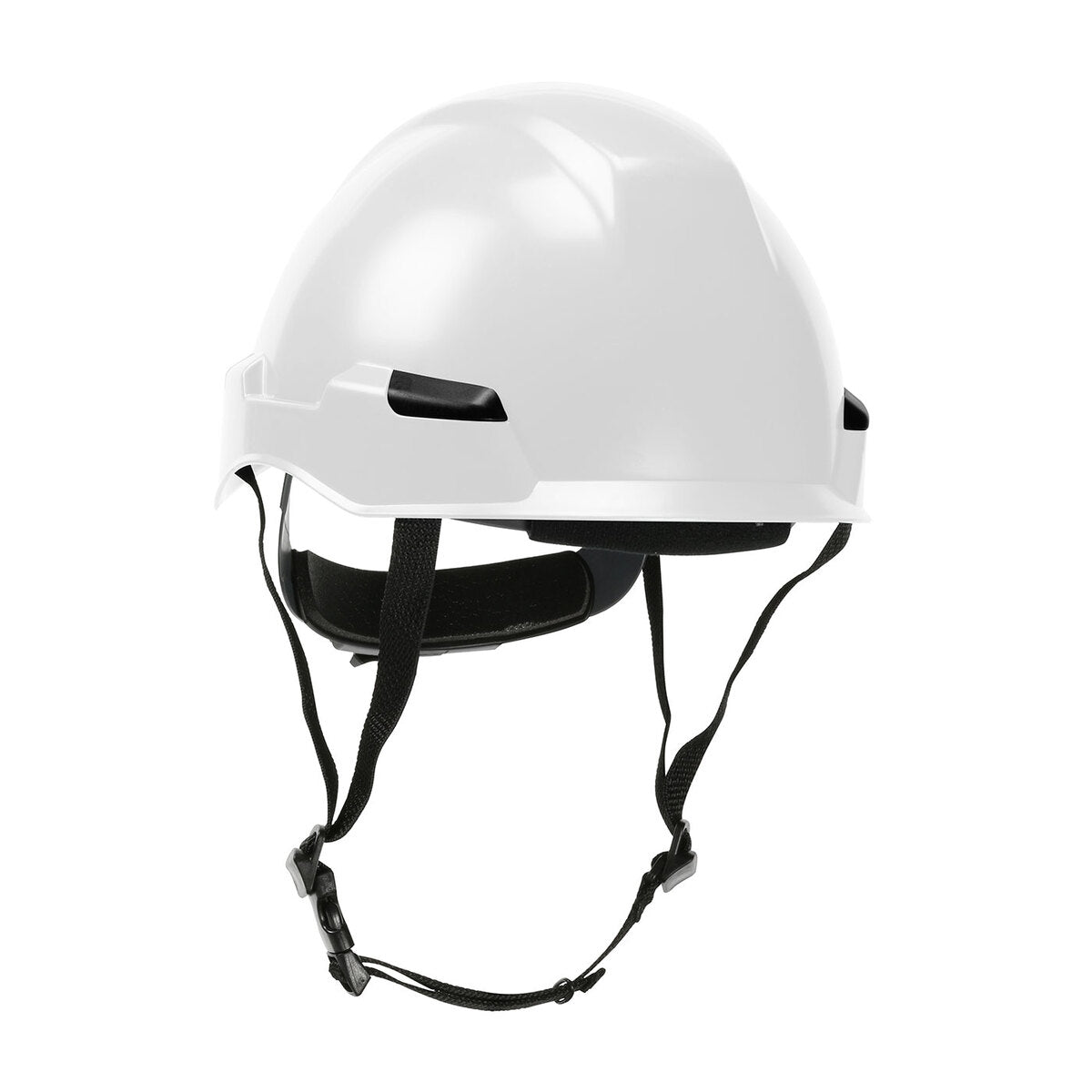 Protective Industrial Products White Rocky™ ABS / Polycarbonate Non-Vented Cap Style Climbing Helmet With Wheel Ratchet/4 Point Nylon Webbing Cradle Suspension