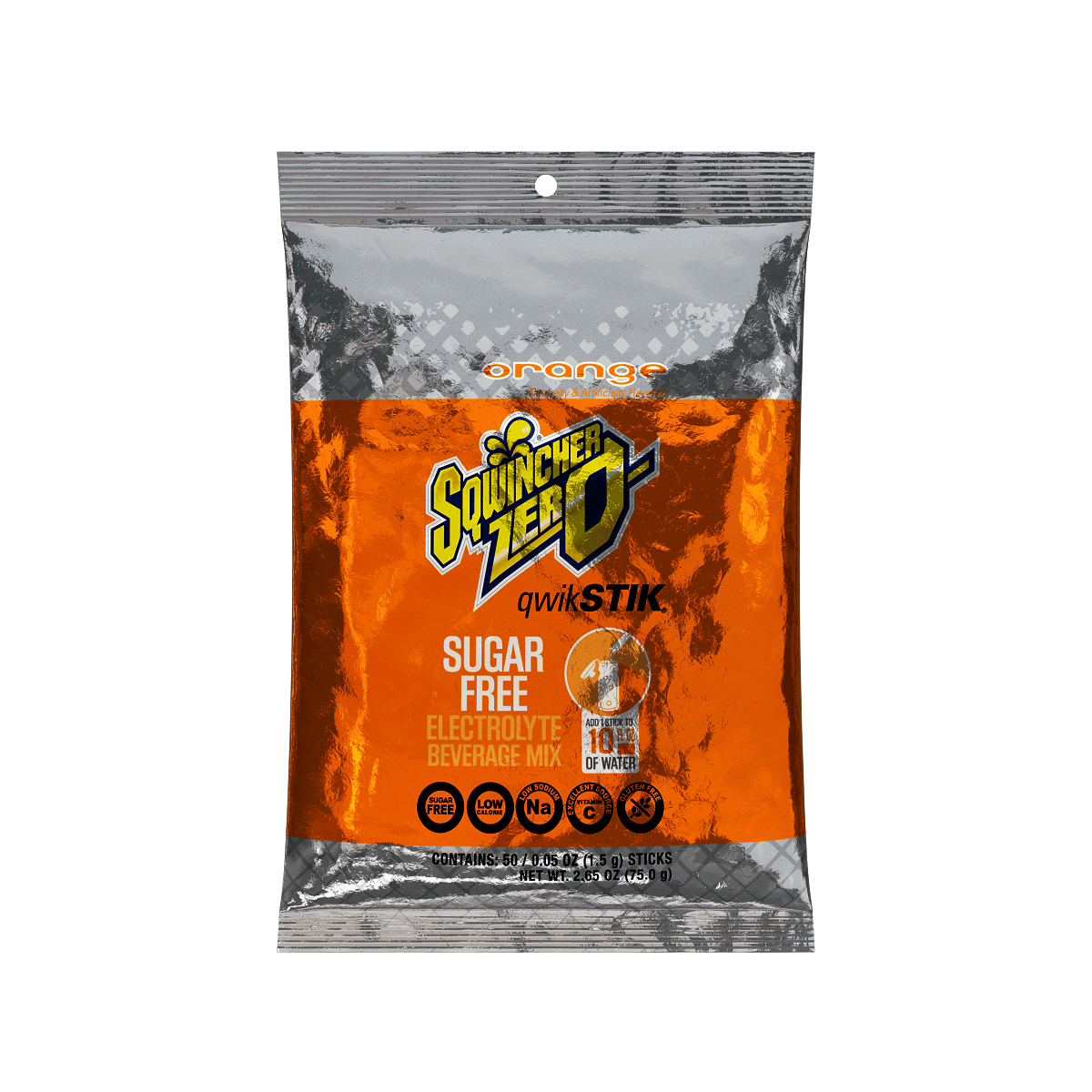Sqwincher® .06 Ounce Orange Flavor Qwik Stik® ZERO Packet Sugar Free/Low Calorie Electrolyte Drink (500 Per Case)