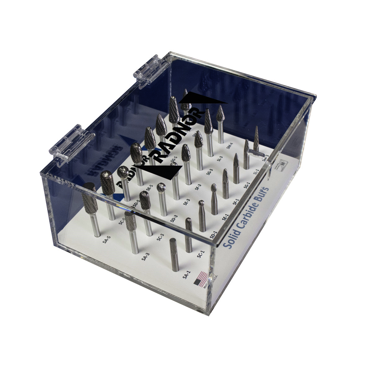 RADNOR™ 24 Piece Assortment Double Cut Carbide Burr Display