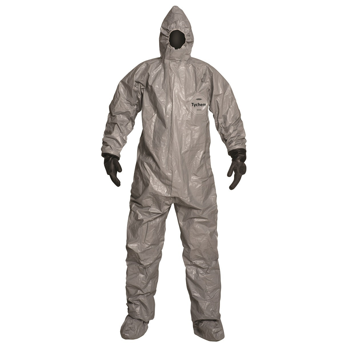 DuPont™ 2X Gray Tychem® 6000 Tychem® 6000 Chemical Protective Coveralls (With Respirator Fitting Hood, Attached Socks And Gloves)