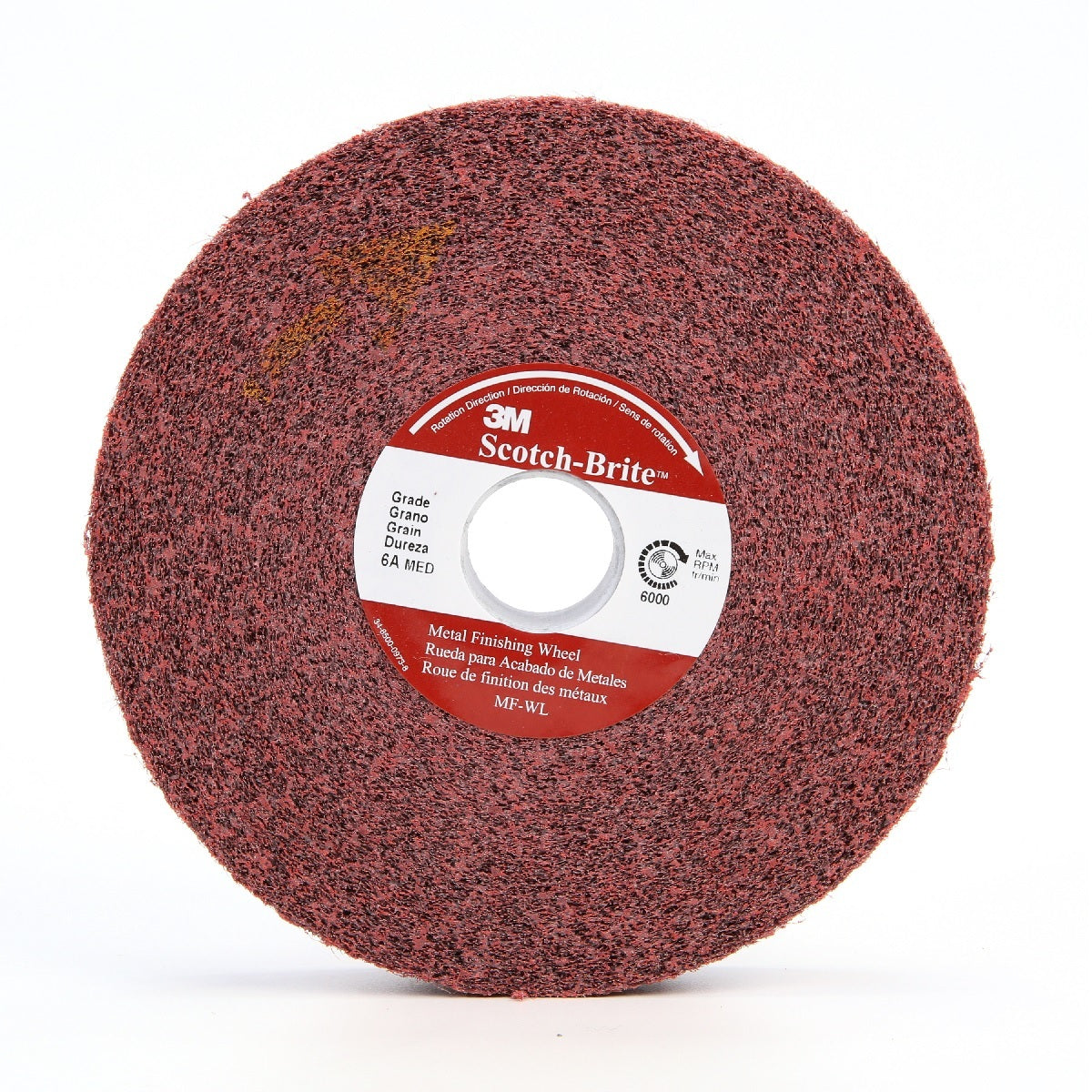 3M™ 8" X 2" X 3" Fine Grade Aluminum Oxide Scotch-Brite™ Red Disc
