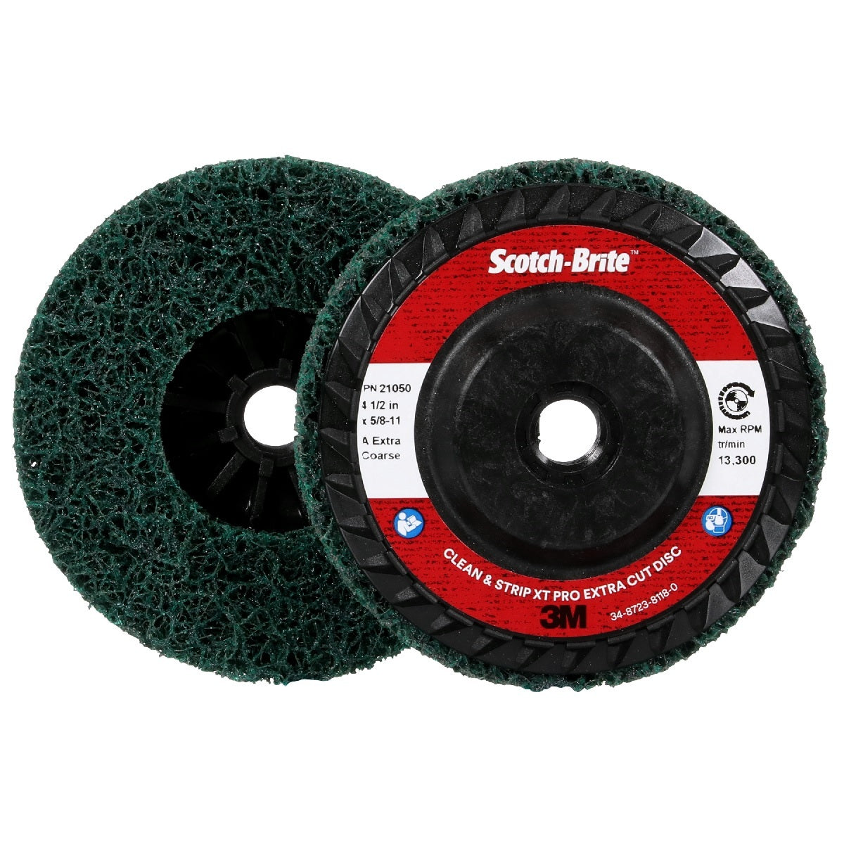 3M™ 4 1/2" X 5/8" Extra Coarse Grade Aluminum Oxide Scotch-Brite™ Green Disc