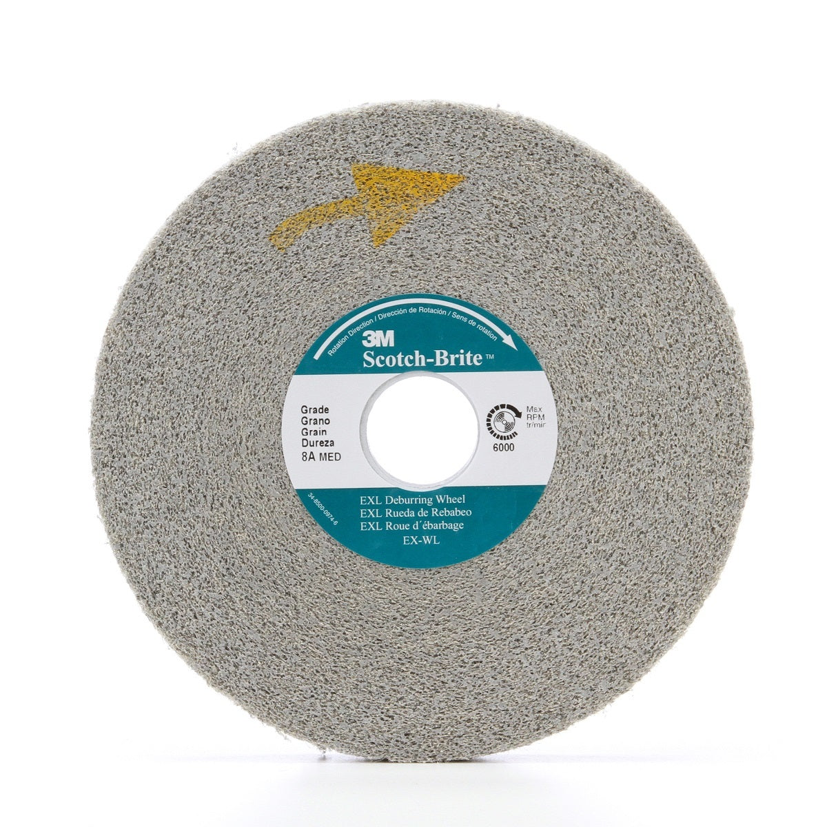 3M™ 8" X 2" X 3" Medium Grade Aluminum Oxide Scotch-Brite™ EXL Gray Convolute/Deburring Wheel
