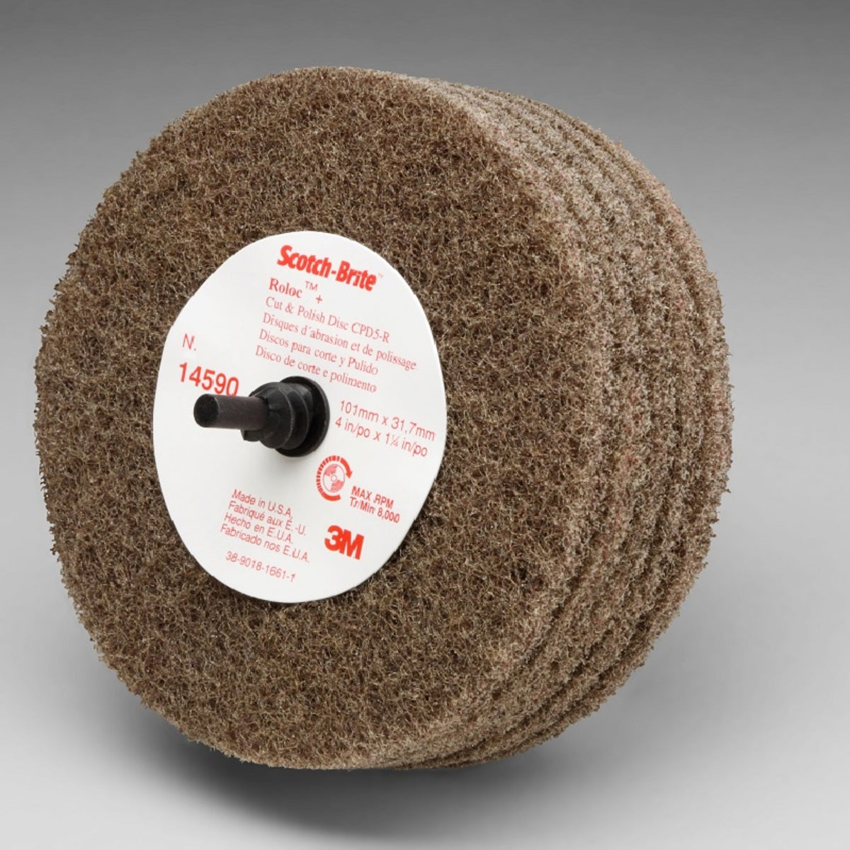 3M™ 4" X 1 1/4" Medium Grade Aluminum Oxide Scotch-Brite™ Roloc™ Beige Disc