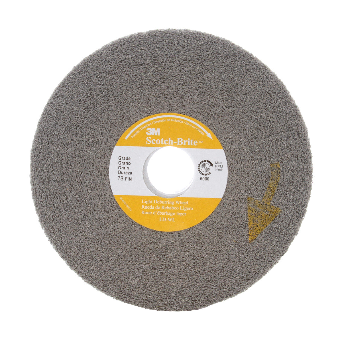 3M™ 6" X 3/8" X 1" Fine Grade Silicon Carbide Scotch-Brite™ Gray Convolute Wheel/Deburring Wheel