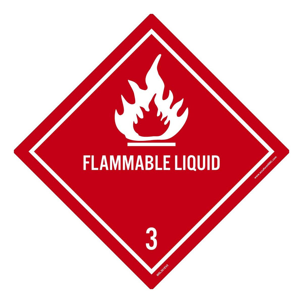 AccuformNMC™ 4" x 4" Red/White Poly HAZARD CLASS 3 Label "FLAMMABLE LIQUID 3 (With Graphic)"
